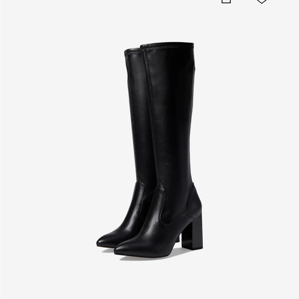 Franco Sarto Katherine Black Heeled Knee High Boots 7.5 Wide Calf